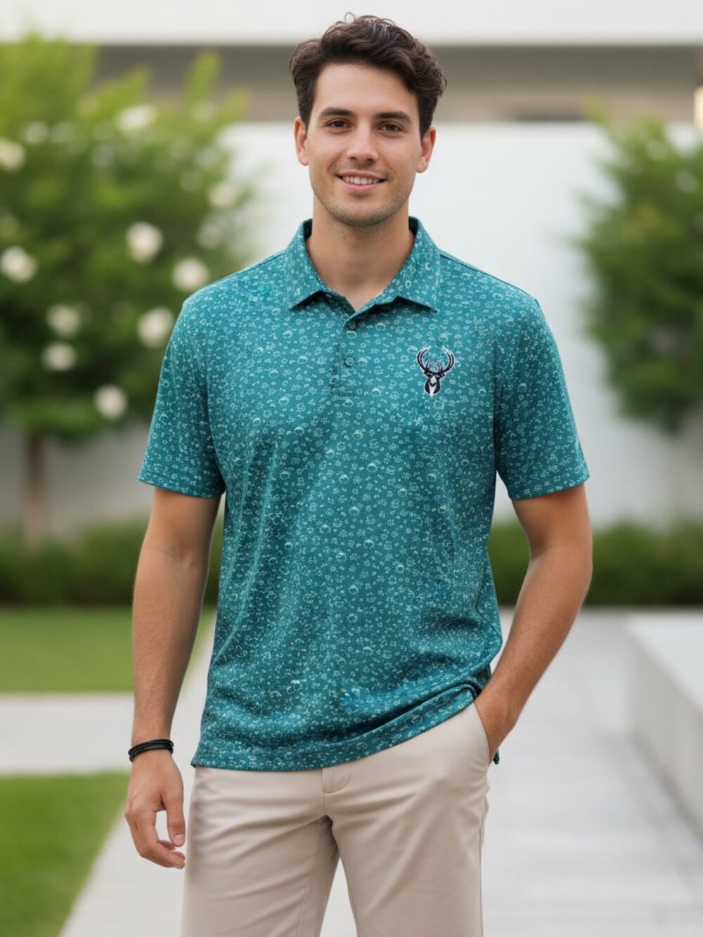 Milwaukee Bucks Antigua Polo Shirt Men's 2XL St Patrick's Day NBA Teal Golf